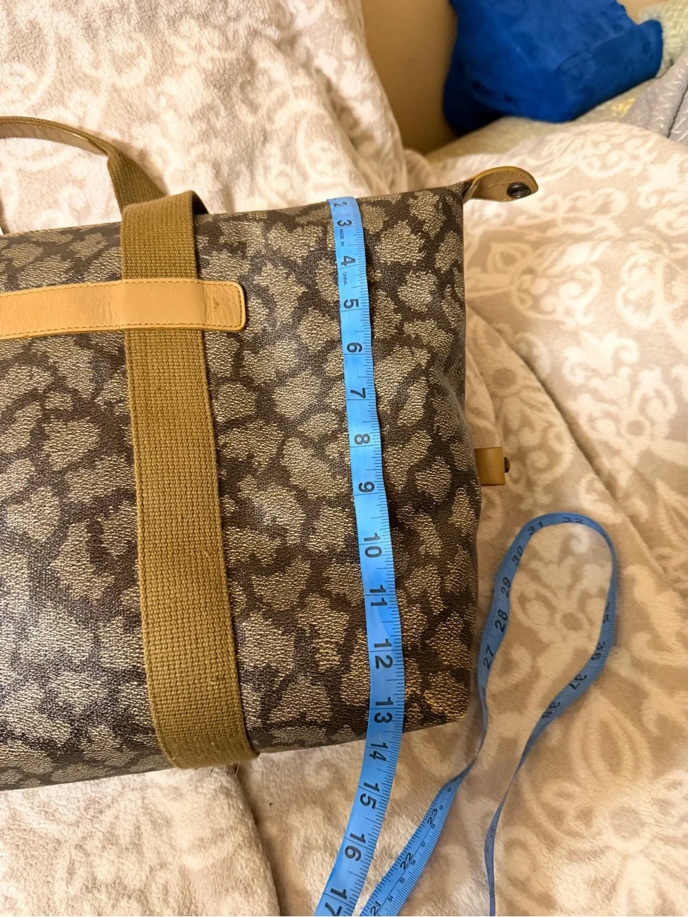 YSL Brown/Tan Logo Duffle Bag Large Zip Closure Silver Hardware | with COA